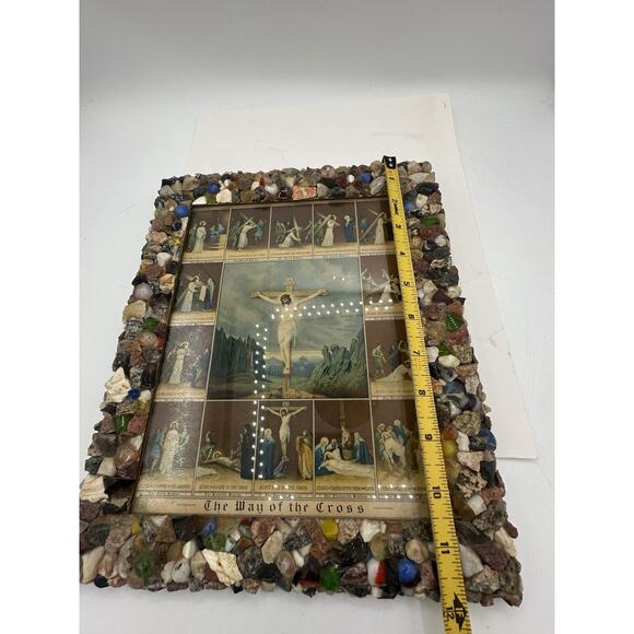 1938 A. Goes Stations of the Cross Lithograph Print Framed Catholic Religious - Picture 7 of 8